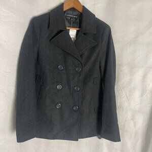 NWT Women's Ambiance Apparel Gray Wool Blend Double Breasted Coat size Small